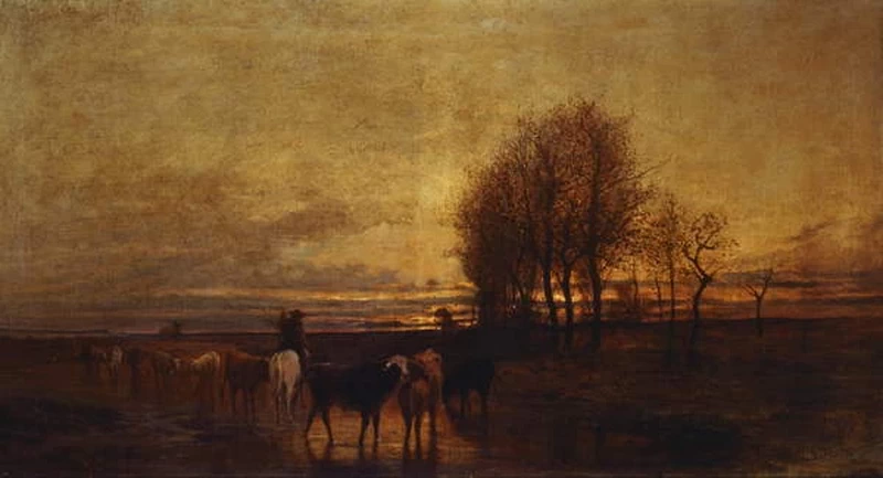 Animali condotti ad abbeverare al tramonto - Accademia Brera, Milano